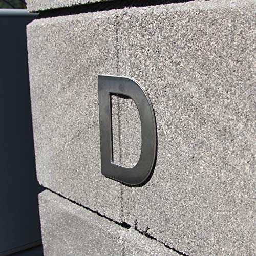 Letra adhesiva de acero inoxidable, altura 7,5 cm, número de casa, número de puerta de diseño (D)