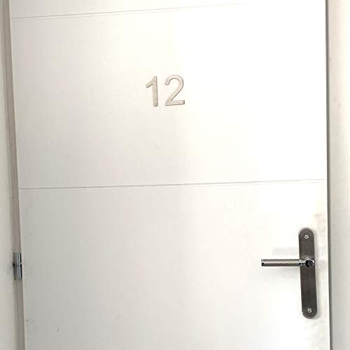 Letra adhesiva de acero inoxidable, altura 7,5 cm, número de casa, número de puerta de diseño (D)