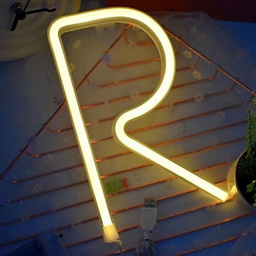 Letras de neón de luz LED Firma R del alfabeto A-Z marquesina signo denominativo las palabras blancas de neón iluminación cálida noche de los chicas de pared de luz colgantes decoración para la fiest