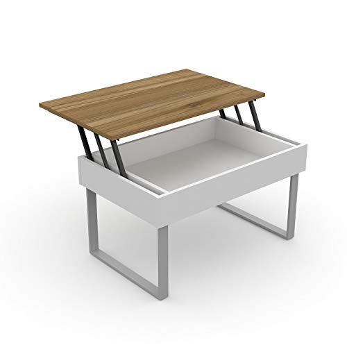 LEVIRA – Mesa de Centro elevable, Don - 80 x 46 (Cerrada) y 60 (Abierta) - Nogal Tróia