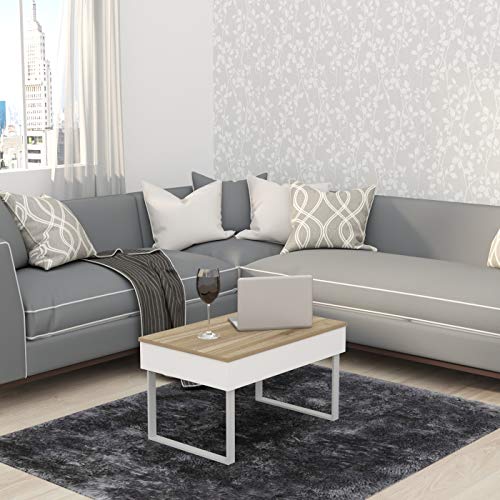 LEVIRA – Mesa de Centro elevable, Don - 80 x 46 (Cerrada) y 60 (Abierta) - Nogal Tróia
