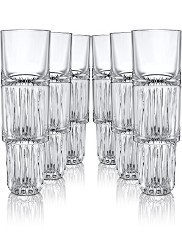Libbey - Vasos de cóctel, 12 unidades, cristal transparente, alta estabilidad para bebidas largas, cócteles y zumos, 355ml