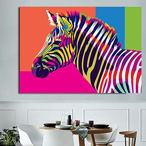 Lidiper Pintura por Números, Pintar por Numeros con Pinceles y Pinturas para la Decoración del Hogar DIY Conjunto Completo de Pinturas Sin Marco (Colorido Cebra 16 * 20 Pulgadas)