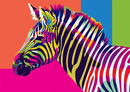 Lidiper Pintura por Números, Pintar por Numeros con Pinceles y Pinturas para la Decoración del Hogar DIY Conjunto Completo de Pinturas Sin Marco (Colorido Cebra 16 * 20 Pulgadas)