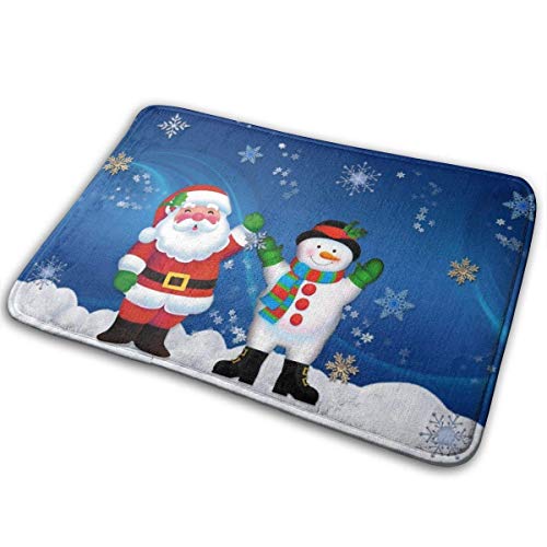 Lindsay Gosse Felpudo/Alfombra Navidad Papá Noel Muñeco de Nieve Espuma de Memoria Antideslizante Goma Absorbente Suave Back Runner, Blanco40*60CM