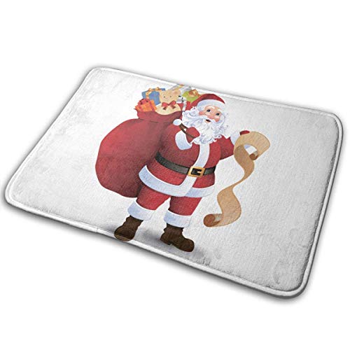 Lindsay Gosse Felpudo/Alfombra Papá Noel da Regalos Espuma de Memoria Antideslizante Goma Absorbente Suave Back Runner, Blanco40*60CM