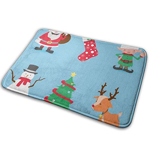 Lindsay Gosse Felpudo/Alfombra Papá Noel da Regalos Espuma de Memoria Antideslizante Goma Absorbente Suave Back Runner, Blanco40*60CM