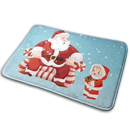 Lindsay Gosse Felpudo/Alfombra Papá Noel y los niños Espuma de Memoria Antideslizante Suave Goma Absorbente Back Runner, blanco40*60CM