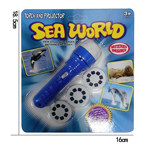 Linternas Proyector de 3 Cuentos Infantiles para Niños Juguetes Educativo Iluminación Nocturno para niños Proyector de cuento de hadas Glow Toy Baby Lighting linterna (Vida marina)