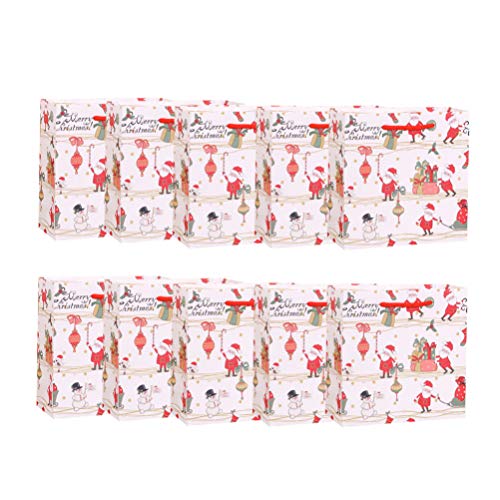 LIOOBO Paquete de 10 Bolsas de Regalo de Papel Galletas de azúcar Bolsas Fiesta de Navidad favorece tamaño m
