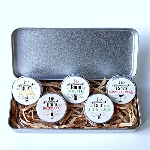 Lip Balm lata de regalo por la prohibición Co. Prosecco, Gin & Tonic, Mojito, cosmopolita y caramelo salado sabores