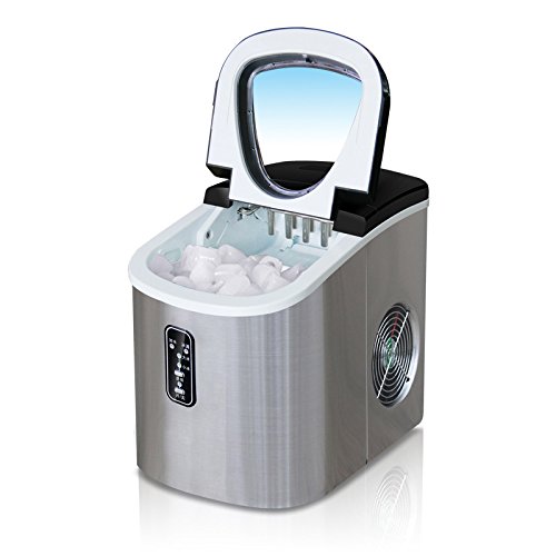 LIQICAI maquina hielo Alta eficiencia Ruido bajo Energía baja 2 tamaños de cubo 25KG de hielo por día Nuevo compacto Portátil Fácil de limpiar (Color : La Plata)