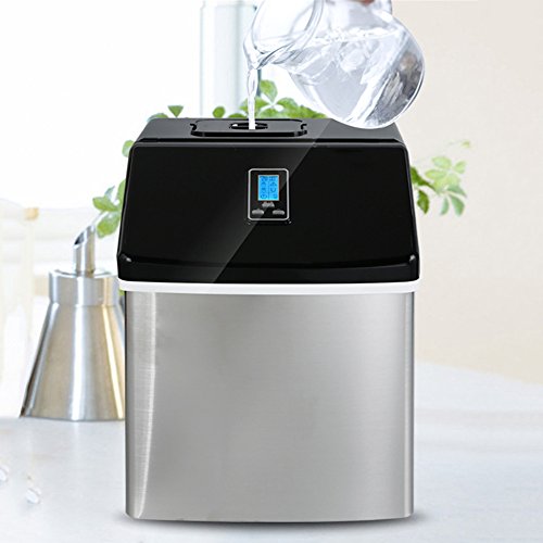LIQICAI Portátil Maquina Hielo Mesa Rinde 25 Kg De Hielo Por 24 Horas Cubitos De Hielo Listos En 12-20 Minutos Eléctrico Maquina Para Hacer Botones Cubito Hielo Almacenamiento (Color : Black+Silver)