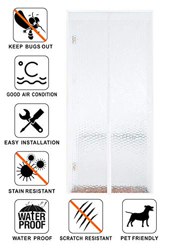 Liveinu Cortina Térmica Magnética Con Aislante Térmico Para Puerta De Aire Acondicionado o Cocina, Cortina Mosquitera Magnética Para Puertas de Verano e Invierno 90x210cm Blanco