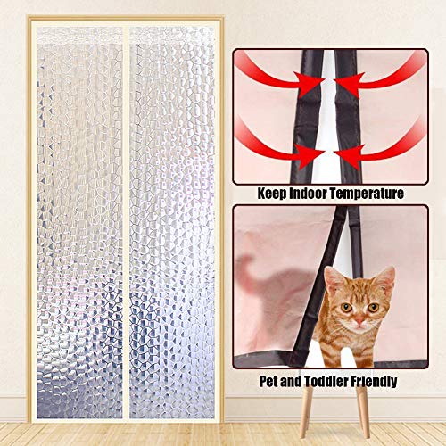 Liveinu Cortina Térmica Magnética Con Aislante Térmico Para Puerta De Aire Acondicionado o Cocina, Cortina Mosquitera Magnética Para Puertas de Verano e Invierno 90x210cm Blanco