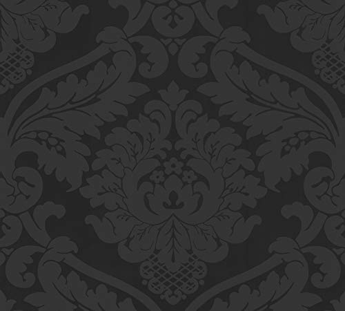 Livingwalls papel de perfil de estructura Flock negro 10,05 m x 0,53 m 552631