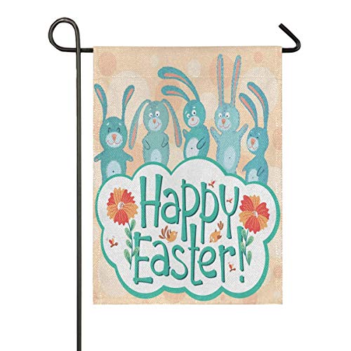 LL-Shop Cute Easte Bunny y Birds Burlap Garden Flag Doble Cara, Banderas de la casa, Bandera Decorativa de Temporada de Vacaciones al Aire Libre