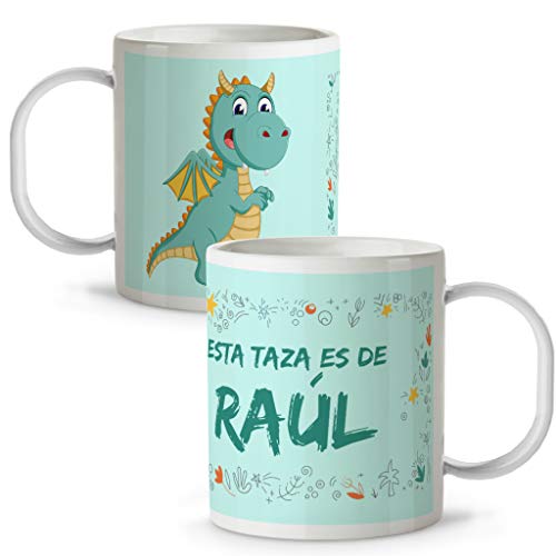 LolaPix Taza de Plástico Dragón Personalizada con Nombre. Niña Niño. Varios Diseños a Elegir. Dragón
