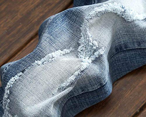 Los Hombres Los Hombres Pantalones De Ocio De Mediados Cintura Mode De Marca Recta Bomba Micro Rasgada Vendimia De La Manera Adelgazan Los Pantalones Vaqueros Sin Mortero ( Color : Azul , Size : 36 )