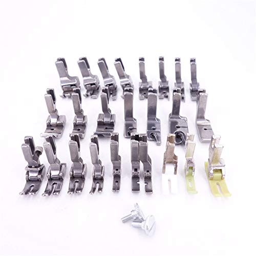 LQKYWNA 25 Piezas De Accesorios para Máquina De Coser con Caja De Almacenamiento, Prensatelas Plano Industrial, Repuestos para Máquina De Coser