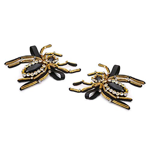 L&SH 2 Piezas De Diamantes De Imitación De Araña Decorativa Zapatos De Diamante Negro Grande, Moda Elegante Hechos A Mano Accesorios De Tacón Alto, Accesorios De Zapatos, Flores De Zapatos