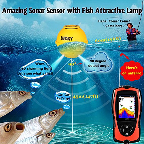 LUCKY Buscador de Peces Inalámbrico Sonar Inalámbrico de Pesca Buscador de Profundidad de Agua para la Pesca Fishfinder Hielo Pesca Pesca en el Mar