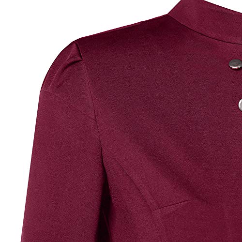 LUCKYCAT Chaqueta de Traje - Básico - Manga Larga - para Mujer (Vino, X-Large)