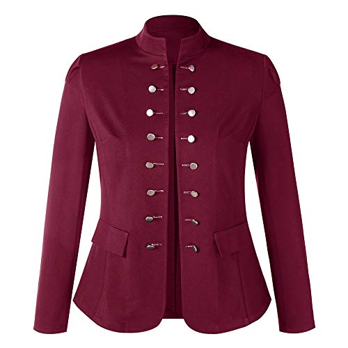 LUCKYCAT Chaqueta de Traje - Básico - Manga Larga - para Mujer (Vino, X-Large)