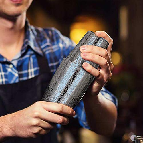luckything Coctelera de Acero Inoxidable 2 Piezas de Grabado diseños Boston Shaker Cup para Bartenders Profesionales Amantes de cócteles caseros