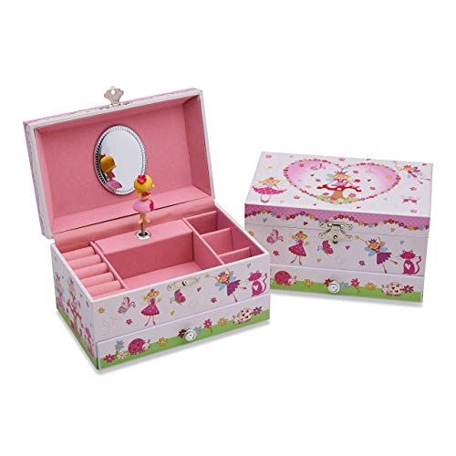 Lucy Locket Joyero Musical Encantado de Hadas niños - Caja de música Brillante para niños con Soporte para Anillos
