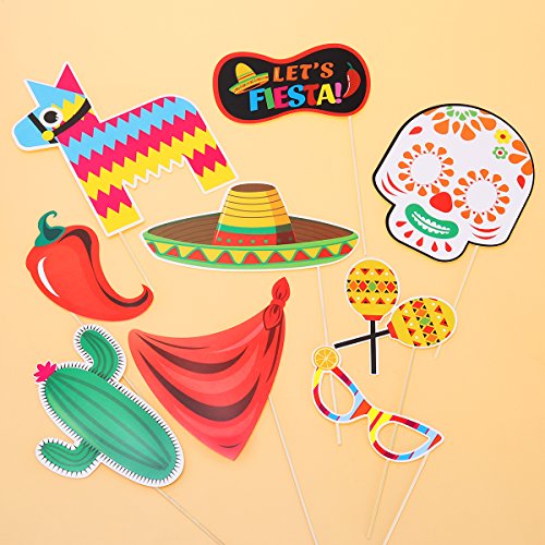 LUOEM Fiestas fotográficas Fiesta mexicanas Kits de Accesorios, 20 Piezas Fiesta Photo Booth Props Decoraciones para Fiestas de Verano, cumpleaños, Bodas, Tropicales y Festivales