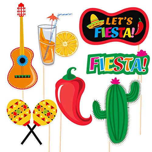 LUOEM Fiestas fotográficas Fiesta mexicanas Kits de Accesorios, 20 Piezas Fiesta Photo Booth Props Decoraciones para Fiestas de Verano, cumpleaños, Bodas, Tropicales y Festivales
