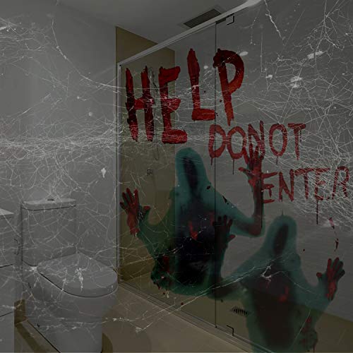 LUTER 2 Hojas De Halloween Gigante Sangrienta Ventana Pegatinas Adhesivo Puerta Cubierta Cartel Ventana Adhesivos Calcomanía Casa Embrujada Escuela Fiesta Decoración 45x30 cm