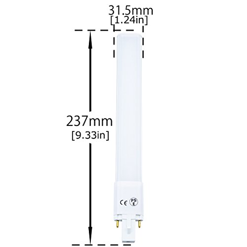 LuxVista 2-packs 8W G23 LED Bombilla Con 750 Lumenes 180 Grados para Biblioteca, Sala, Oficina, Fábrica, Estacionamiento, Mercado (Reemplazo de 18W CFL Bombilla, Luz Fría 6000k)