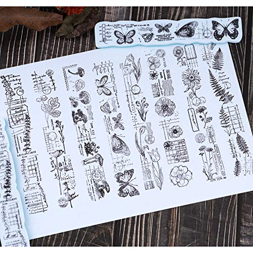 Lychii Clear Stamp Set de 8 piezas de goma de espuma con flores y plantas para manualidades, revistas, planificadores diarios, cajas de regalo, accesorios de fiesta de oficina
