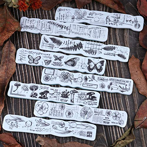 Lychii Clear Stamp Set de 8 piezas de goma de espuma con flores y plantas para manualidades, revistas, planificadores diarios, cajas de regalo, accesorios de fiesta de oficina