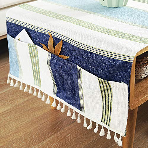 LYDCX Estera De Mesa Nórdica, Mesa De Centro Mediterránea A Rayas Blancas Y Azules, Mantel, Mantel De Tela, Mesa Rectangular, Mantel B 80X180 Cm