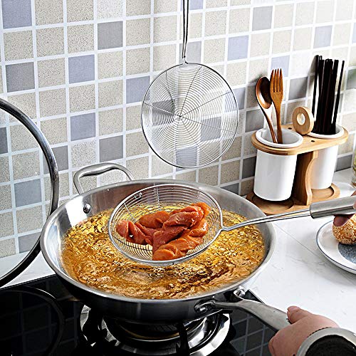 LYTIVAGEN 3 PCS Espumadera Alambre de Acero Inoxidable, Cucharon de Malla con Manija Cocina Araña Colador para Freír Alimentos, Pastas, Espaguetis y Fideos (3 Tamaños)