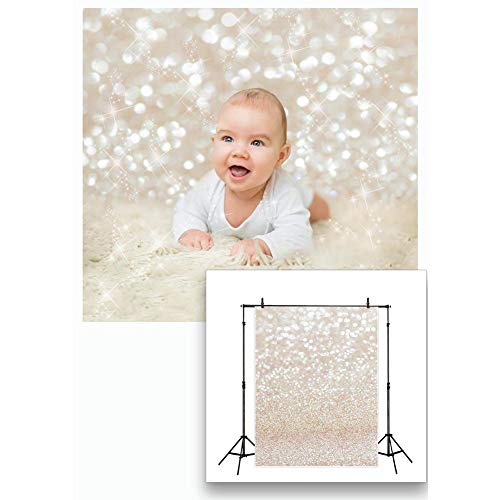 LYWYGG 5X7FT Golden Spots Fotografía Telón de Fondo Shinning Sparkle Escala de Arena Fondo de Vinilo Bokeh Profesional Bebé Recién Nacido Children Retrato Foto Estudio Photo Booth Props CP-124