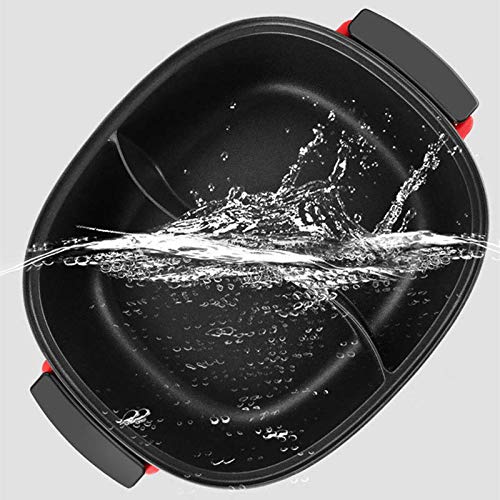 LZ Olla eléctrica eléctrica de Estilo Coreano de 2100 w, Olla Doble de Pato mandarín, Control Inteligente de Temperatura de Cinco velocidades, shabu Integrado, estofado, estofado y Negro.