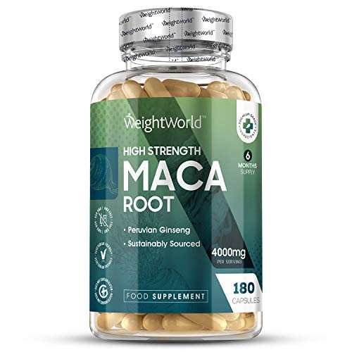 Maca Andina Cápsulas Pura Concentrada Vegana 4000 mg 180 Cápsulas - Estimulante Energético Hombre y Mujer, Aumenta Testosterona, Rendimiento, Concentración y Energía, Potenciador Masa Muscular