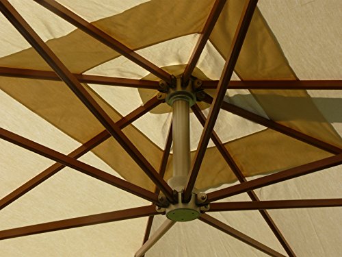 Maffei Art 158q FIBRASOL Wood. Parasol con mastil lateral en Fibra de Vidrio, cuadrado cm. 350 x 350. Fabricado en Italia. Color Crudo.