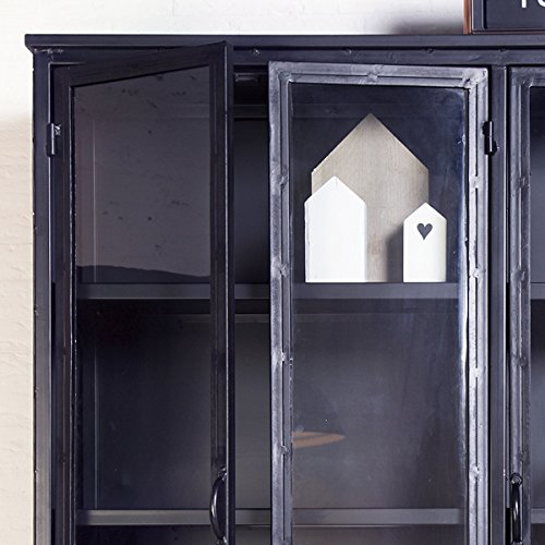 Maison Esto Industrial Design - Armario vitrina con cajones (metal), color negro