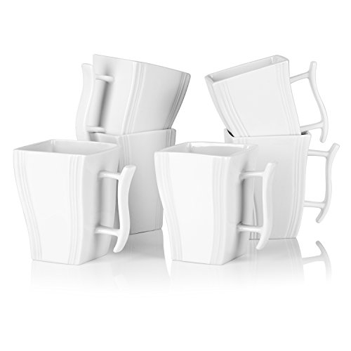 MALACASA, serie Flora,Tazas de Porcelana 6 piezas Tazas de Café Taza de té 350ml para 6 Personas