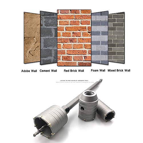 Mango redondo de 350 mm SDS Plus Vástago Broca para muro de hormigón Agujero Cortador de sierra Broca para muro de piedra de cemento de hormigón con expansión de 30/40/50 mm （Plata）