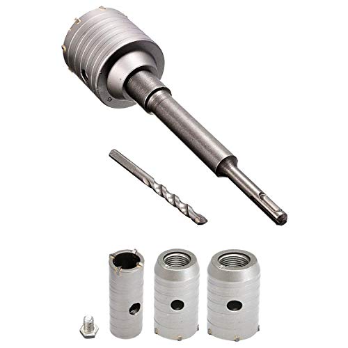 Mango redondo de 350 mm SDS Plus Vástago Broca para muro de hormigón Agujero Cortador de sierra Broca para muro de piedra de cemento de hormigón con expansión de 30/40/50 mm （Plata）