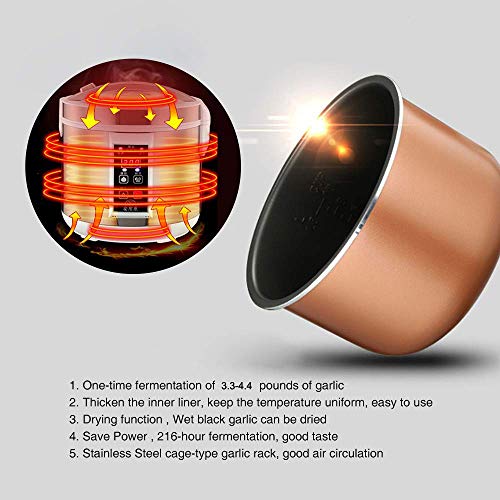 MaquiGra Fermentador Eléctrico de Ajo Negro Máquina Automática de Fermentación para Ajos Negros con Función de Secador Ajuste del Tiempo de Fermentación (6L)