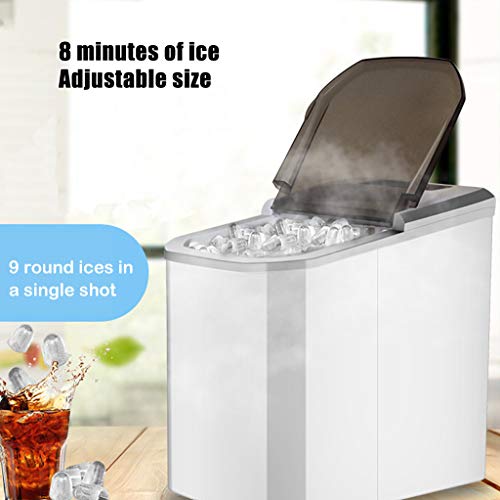 Máquina compacta para la encimera, máquina para hacer hielo, sobremesa para el hogar, pequeña tienda de té con leche comercial, 9 cubitos de hielo listos en 10 minutos, 15 kg de hielo en 24 horas, c