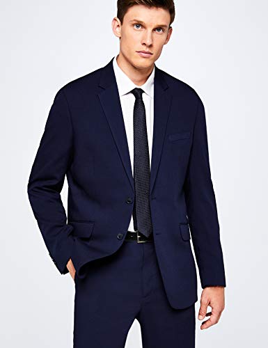 Marca Amazon - find. Stretch Regular Fit, Chaqueta de Traje para Hombre, Azul (Navy Navy), 48S, Label: 38S