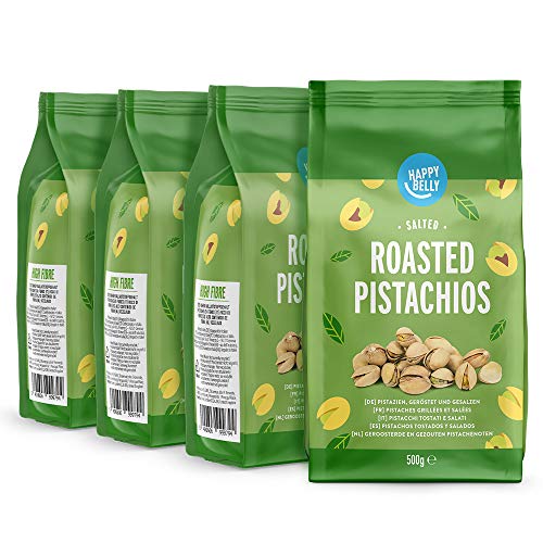 Marca Amazon - Happy Belly Pistachos tostados, 4x500g